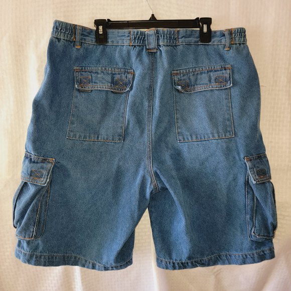 Tri Wasit Comfort System Men 38 Cargo Medium Wash Casual Denim Blue Jean Shorts - Picture 6 of 9